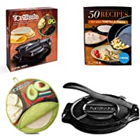 Tortillada – Prensa de Hierro Fundido para Hacer Tortillas + Recetas (25cm) Set + Tortilla Warmer